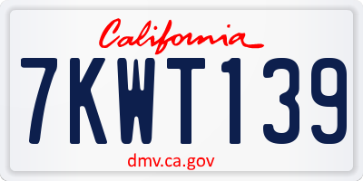 CA license plate 7KWT139