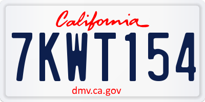 CA license plate 7KWT154