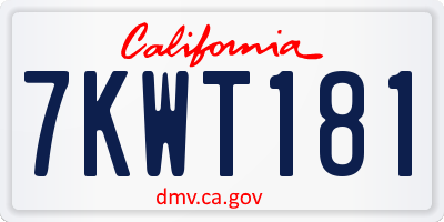 CA license plate 7KWT181