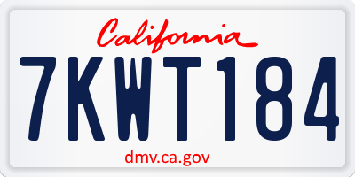 CA license plate 7KWT184