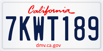 CA license plate 7KWT189