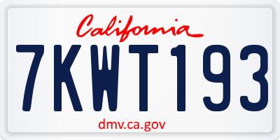 CA license plate 7KWT193