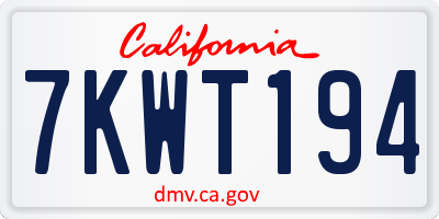 CA license plate 7KWT194
