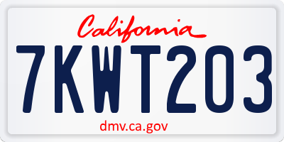 CA license plate 7KWT203