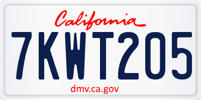 CA license plate 7KWT205