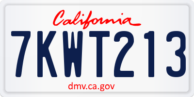 CA license plate 7KWT213