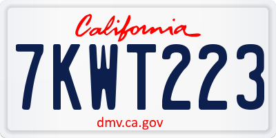 CA license plate 7KWT223