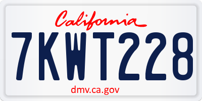 CA license plate 7KWT228