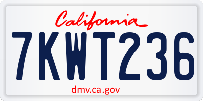 CA license plate 7KWT236