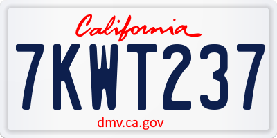 CA license plate 7KWT237