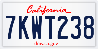CA license plate 7KWT238