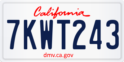 CA license plate 7KWT243