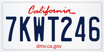 CA license plate 7KWT246