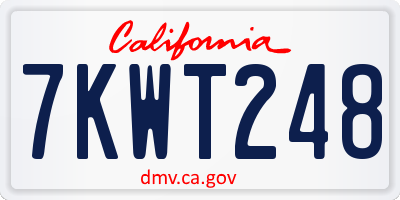 CA license plate 7KWT248