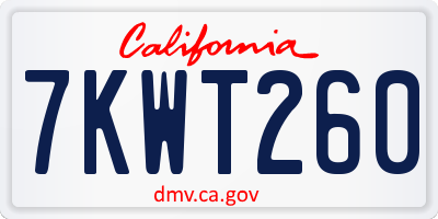 CA license plate 7KWT260