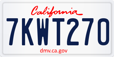 CA license plate 7KWT270
