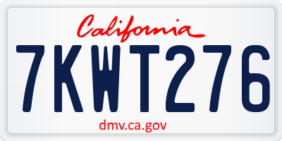 CA license plate 7KWT276