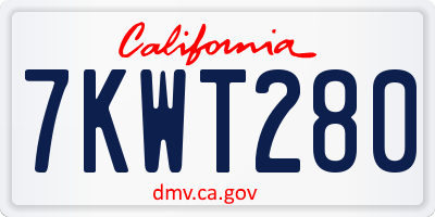 CA license plate 7KWT280