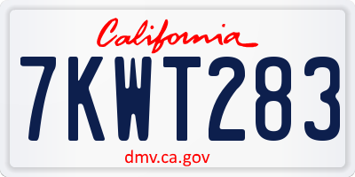 CA license plate 7KWT283