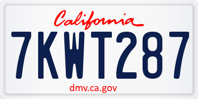 CA license plate 7KWT287