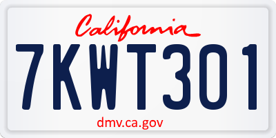 CA license plate 7KWT301