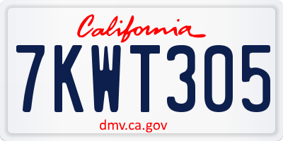 CA license plate 7KWT305