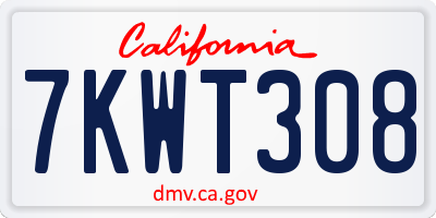 CA license plate 7KWT308