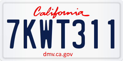 CA license plate 7KWT311