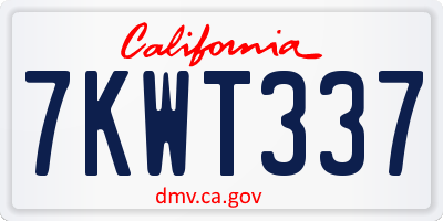 CA license plate 7KWT337