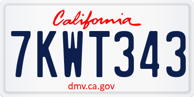 CA license plate 7KWT343