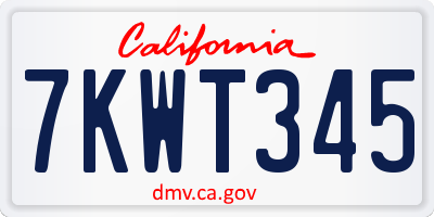 CA license plate 7KWT345