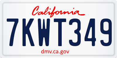 CA license plate 7KWT349