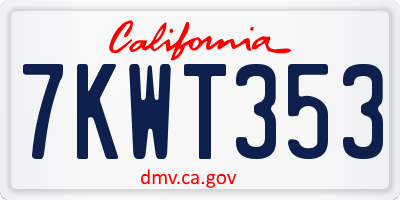 CA license plate 7KWT353