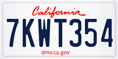CA license plate 7KWT354