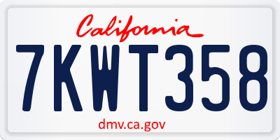 CA license plate 7KWT358