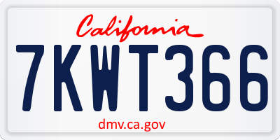 CA license plate 7KWT366
