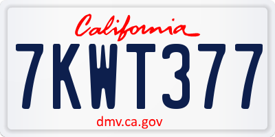 CA license plate 7KWT377