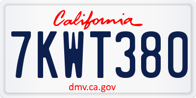 CA license plate 7KWT380