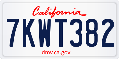 CA license plate 7KWT382