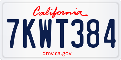 CA license plate 7KWT384