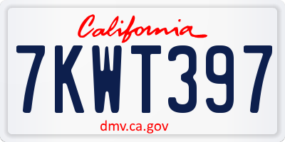 CA license plate 7KWT397