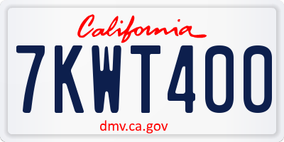 CA license plate 7KWT400