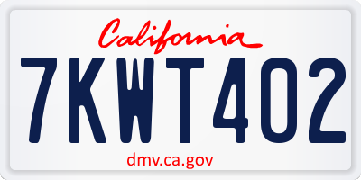 CA license plate 7KWT402