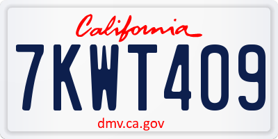 CA license plate 7KWT409