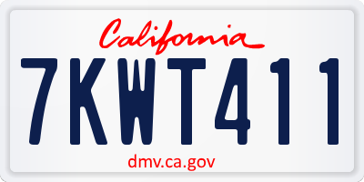 CA license plate 7KWT411