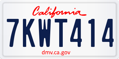 CA license plate 7KWT414