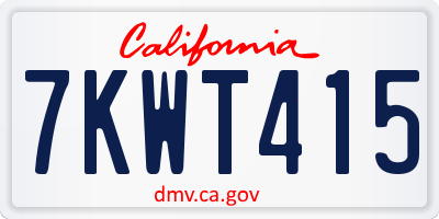 CA license plate 7KWT415