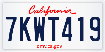 CA license plate 7KWT419