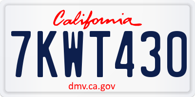 CA license plate 7KWT430
