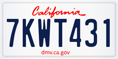 CA license plate 7KWT431
